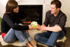 Couple giving present
